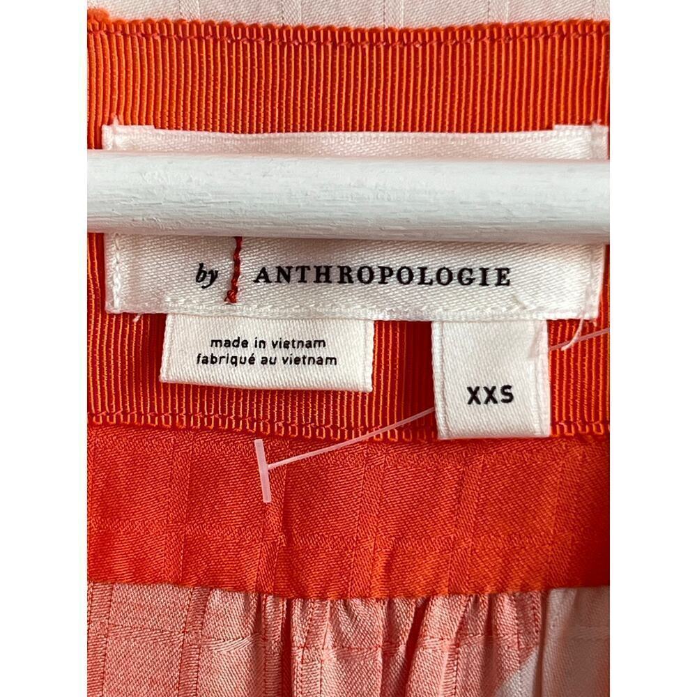 Anthropologie Tiered Buttondown Maxi Belted Dress Orange & White Abstract XXS - Picture 6 of 11